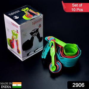 10-piece plastic measuring spoons and cups set for home cooking