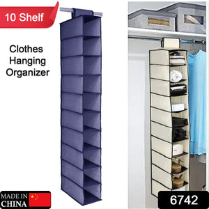 10-tier fabric wardrobe organizer, full view
