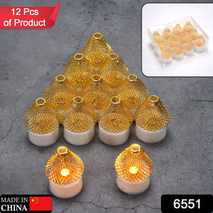 Acrylic LED tea light candles, set of 12, for decoration