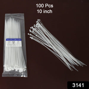 Heavy-duty black zip ties, 10 inches, pack of 100