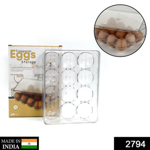 Storage box with 12 cavities for holding eggs