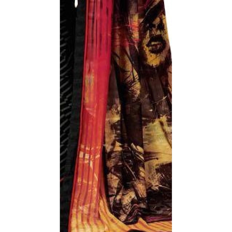 Generic Womens Georgette Digital Printed Saree (Multi, 6.25 Mtr)