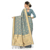 Generic Women's Banarasi (Spun Cotton) Saree (Grey,5-6 Mtrs)