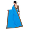 Generic Women's Chanderi Cotton Lace Border Saree With Blouse (Sky Blue, 5-6 Mtrs)