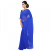 Generic Women's Georgette Plain Saree With Blouse (Royal Blue, 5-6 Mtrs)