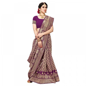 Generic Women's Jacquard Silk Kanjivaram Jacquard Silk Saree With Blouse (Jamli, 5-6 Mtrs)
