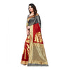 Generic Women's Banarasi Silk Saree With Blouse (Grey, Red, 5-6Mtrs)