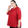 Generic Women's Casual Solid Maroon Top (Color:Maroon, Material:Cotton Linen Blend)