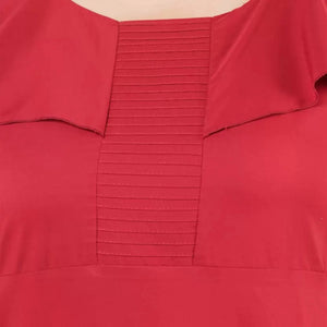 Generic Women's Fit And Flare Maroon Dress (Color:Maroon, Material:Polyester)
