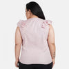 Generic Women's Casual Flared Sleeve Printed Pink Top (Color:Pink, Material:Crepe)