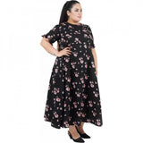 Generic Women's Maxi Black Dress (Color:Black, Material:Poly Crepe)