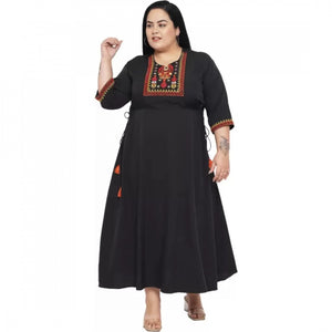 Generic Women's Fit And Flare Black Dress (Color:Black, Material:Polyester)