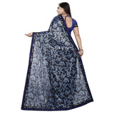 Generic Women's Lycra Blend Saree with Blouse (Blue, 5-6 Mtrs)