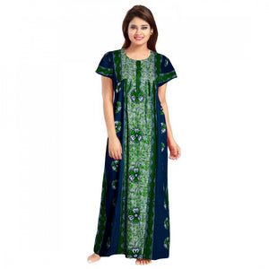 Generic Women's Cotton Printed Maxi Nighty (Green)
