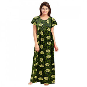 Generic Women's Cotton Printed Maxi Nighty (Green)