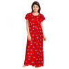 Generic Women's Cotton Printed Maxi Nighty (Red)