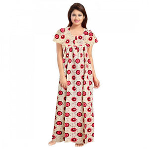 Generic Women's Cotton Printed Maxi Nighty (Red)