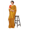 Generic Women's Cotton Blend Stripe Pattern Sarees (Mustard, 5-6 Mtrs)
