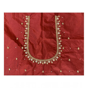 Generic Women's Cotton Silk Self Design Unstitched Blouse Piece (Maroon, 80-100 cm)