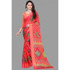 Generic Women's Viscose Rayon Printed Saree With Unstitched Blouse (Red)