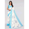 Generic Women's Viscose Rayon Printed Saree With Unstitched Blouse (Sky Blue)