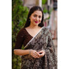 Generic Women's Georgette Printed Saree With Unstitched Blouse (Brown)