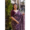 Generic Women's Georgette Printed Saree With Unstitched Blouse (Purple)