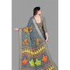 Generic Women's Viscose Rayon Printed Saree With Unstitched Blouse (Grey)
