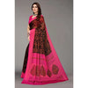 Generic Women's Viscose Rayon Printed Saree With Unstitched Blouse (Black)