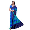 Generic Women's Satin Patta Printed Saree With Unstitched Blouse (Skyblue)