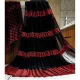 Generic Women's Satin Patta Printed Saree With Unstitched Blouse (Red)