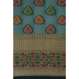 Generic Women's Organza Printed Saree With Unstitched Blouse (Sea Green, 5-6 Mtrs)