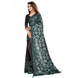 Generic Women's Lycra Solid Saree With Unstitched Blouse (Green, 5.5 Mtr)