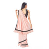 Generic Women's Lycra Solid Saree With Unstitched Blouse (Peach, 5.5 Mtr)