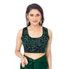 Generic Women's Lycra Solid Saree With Unstitched Blouse (Green, 5.5 Mtr)