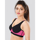Dermawear SB-1102 Women's 4D Stretch Sports Bra (Black-Pink)