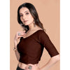 Generic Pack Of_2 Women's Hosiery Short Sleeves Round Neck Non-Padded Blouse (Brown)