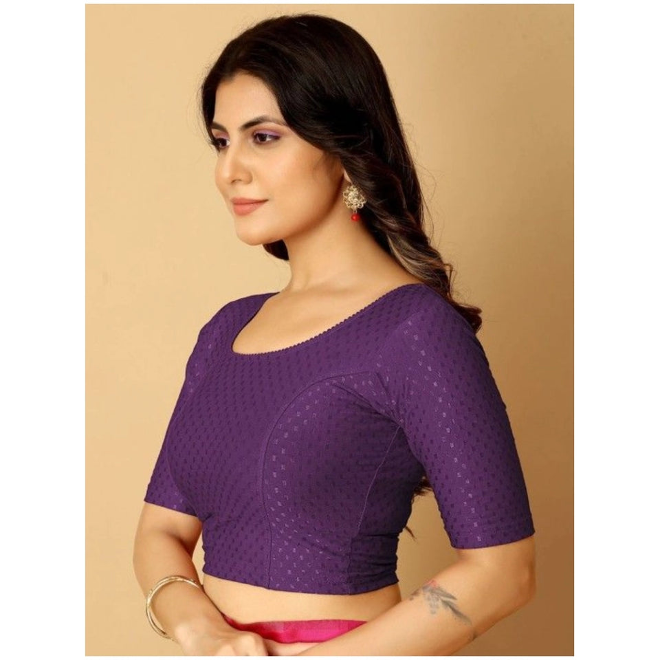 Generic Pack Of_2 Women's Hosiery Short Sleeves Round Neck Non-Padded Blouse (Purple)