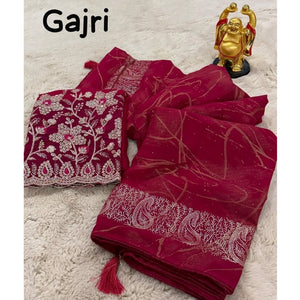 Generic Women's Georgette Printed Saree With Unstitched Blouse (Pink, 5-5 Mtrs)