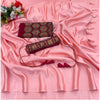 Generic Women's Satin Solid Saree With Unstitched Blouse (Pink, 5-5 Mtrs)