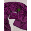 Generic Women's Georgette Satin Silk Saree With Unstitched Blouse 5.5Mtr (Wine)