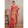 Generic Women's Silk Blend Floral Printed Saree With Unstitched Blouse 5.5Mtr (Pink)