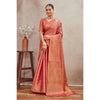 Generic Women's Silk Blend Floral Printed Saree With Unstitched Blouse 5.5Mtr (Peach)