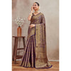 Generic Women's Silk Blend Floral Printed Saree With Unstitched Blouse 5.5Mtr (Navy Blue)