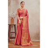 Generic Women's Silk Blend Floral Printed Saree With Unstitched Blouse 5.5Mtr (Pink)