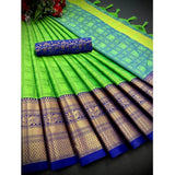 Generic Women's Cotton Silk Printed Saree With Unstitched Blouse 5.5Mtr (Green)