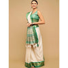 Generic Women's Cotton Silk Checkered Saree With Unstitched Blouse 5.5Mtr (Green)
