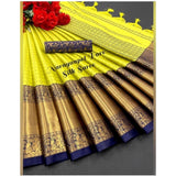 Generic Women's Cotton Silk Woven Design Saree With Unstitched Blouse 5.5Mtr (Yellow)