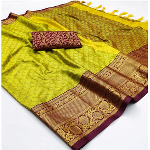 Generic Women's Cotton Silk Floral Print Saree With Unstitched Blouse 5.5Mtr (Light Green)