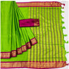 Generic Women's Cotton Silk Solid Saree With Unstitched Blouse 5.5Mtr (Green)